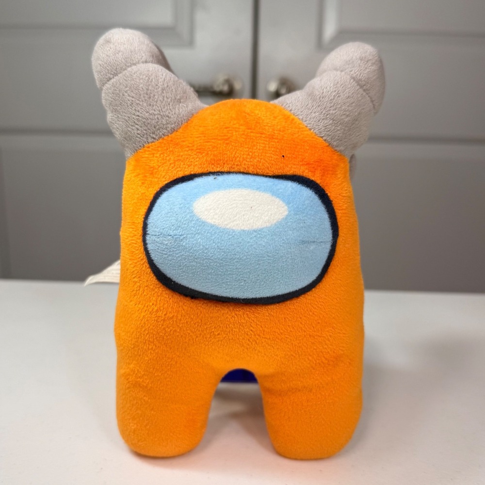 Among Us Orange Crewmate Plush Grey Ram Horns Gaming Collectible 7 Inch